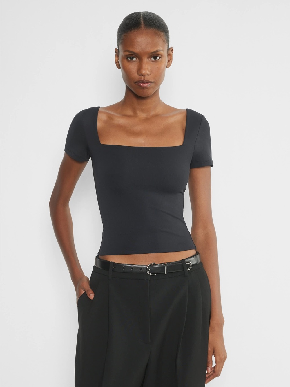 Aritzia Original Contour New Squareneck T-Shirt in Blue Admiral – Size S